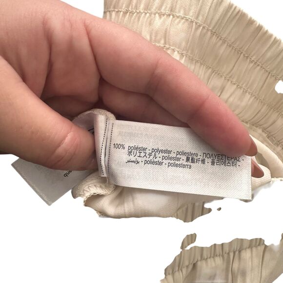 ZARA Crinkle Wide Leg Pants White X-Small - Picture 5 of 5